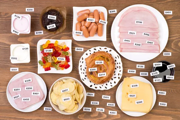 Zusatzstoffe in Lebensmitteln wie Wurst, Gummibärchen oder Gebäck