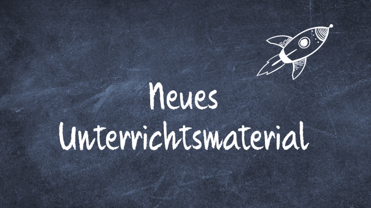 Tafel mit Schrift Neue Unterrichtsmaterialien 16x9