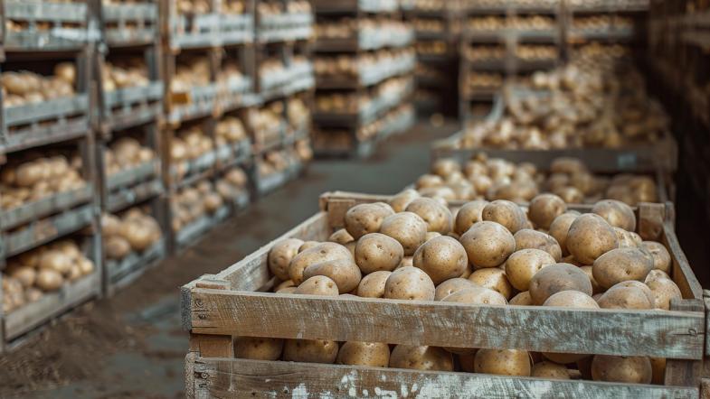 Kartoffeln in Kisten gelagert