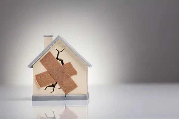 Haus mit Pflaster drauf