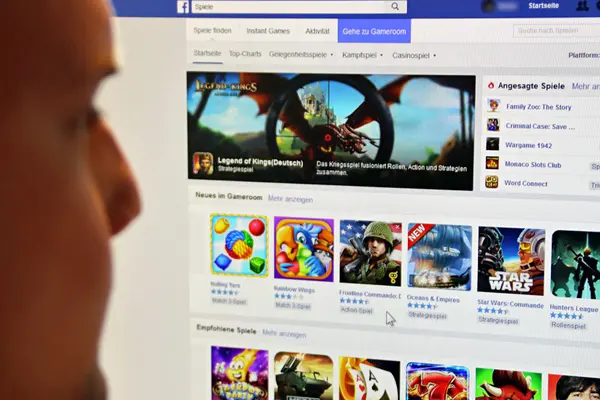 Das App-Zentrum von Facebook bietet viele Spiele.