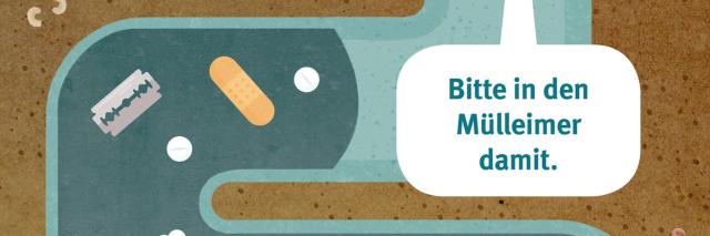 Plakat zu Müll im Abwasser