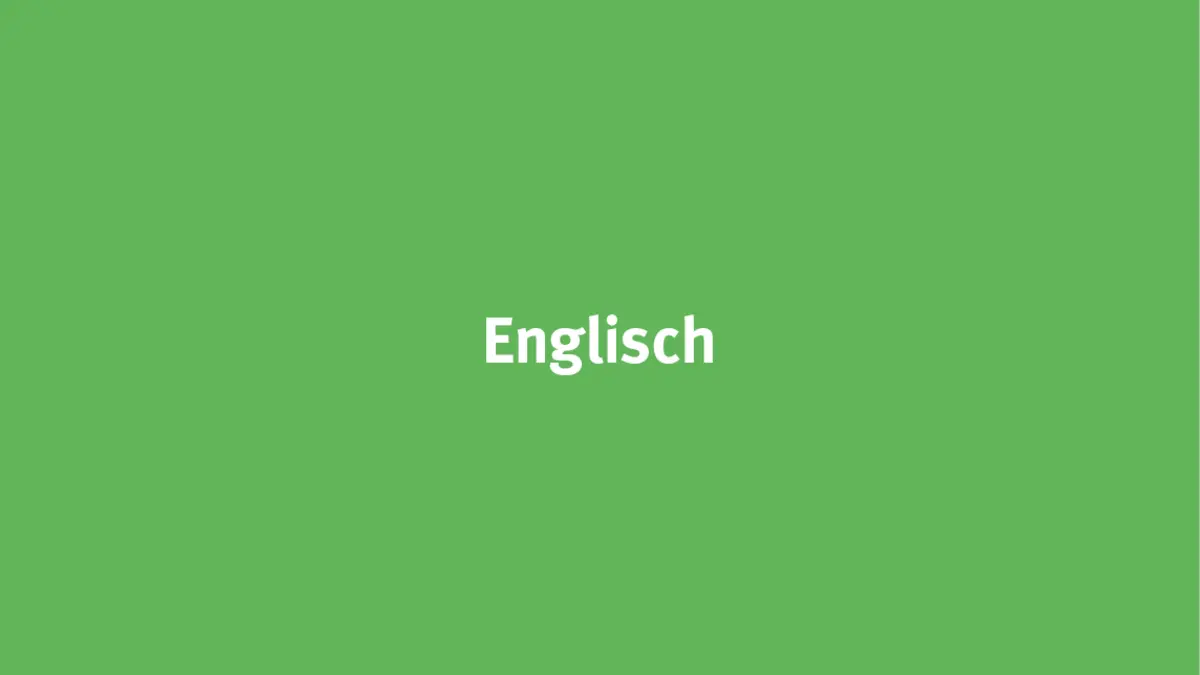 Grüner Grund mit Schriftzug "Englisch"