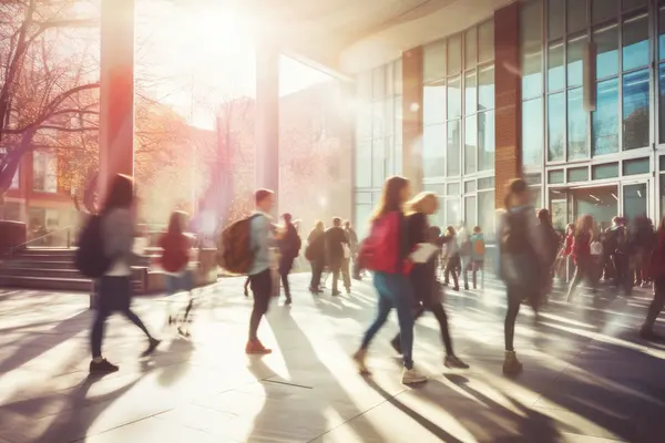 Studierende laufen auf Uni Campus