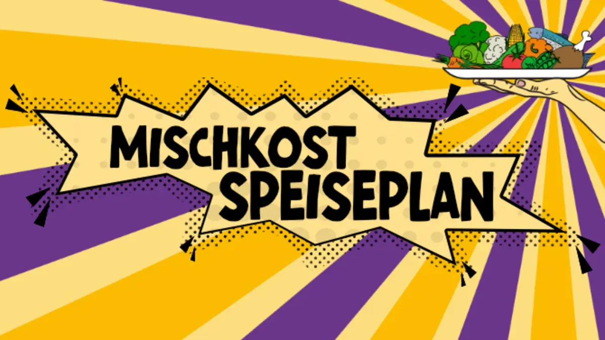 Comicsprechblase mit dem Text Mischkost Speiseplan