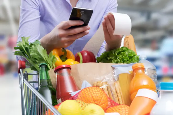 Einkaufswagen Supermarkt Zettel