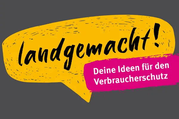 Grafik mit Sprechblase mit Text Landgemacht