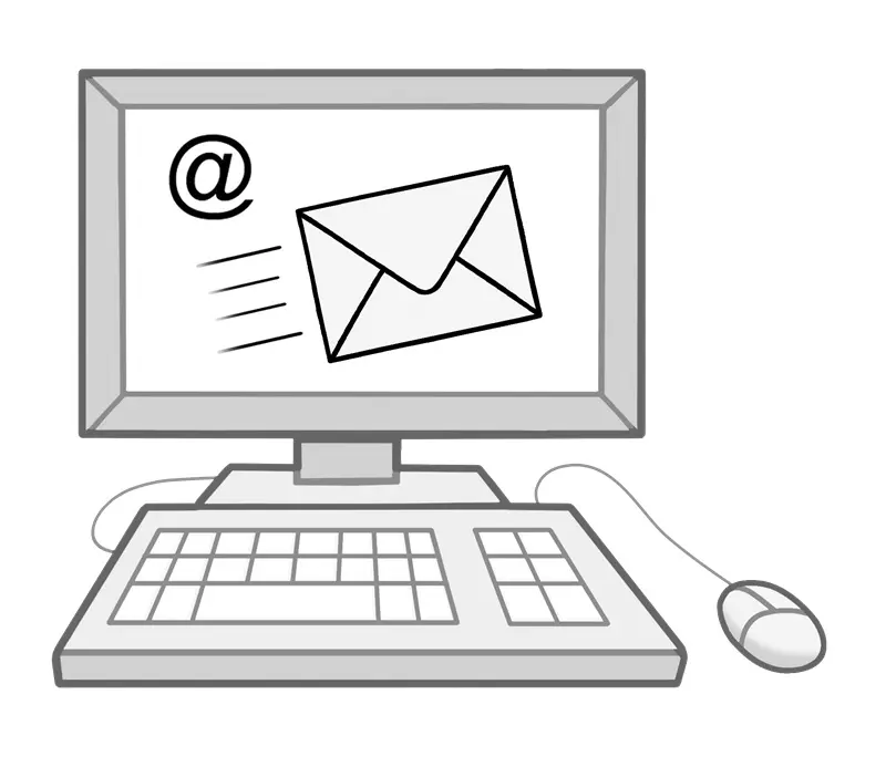 Computer mit mail auf dem Bildschirm