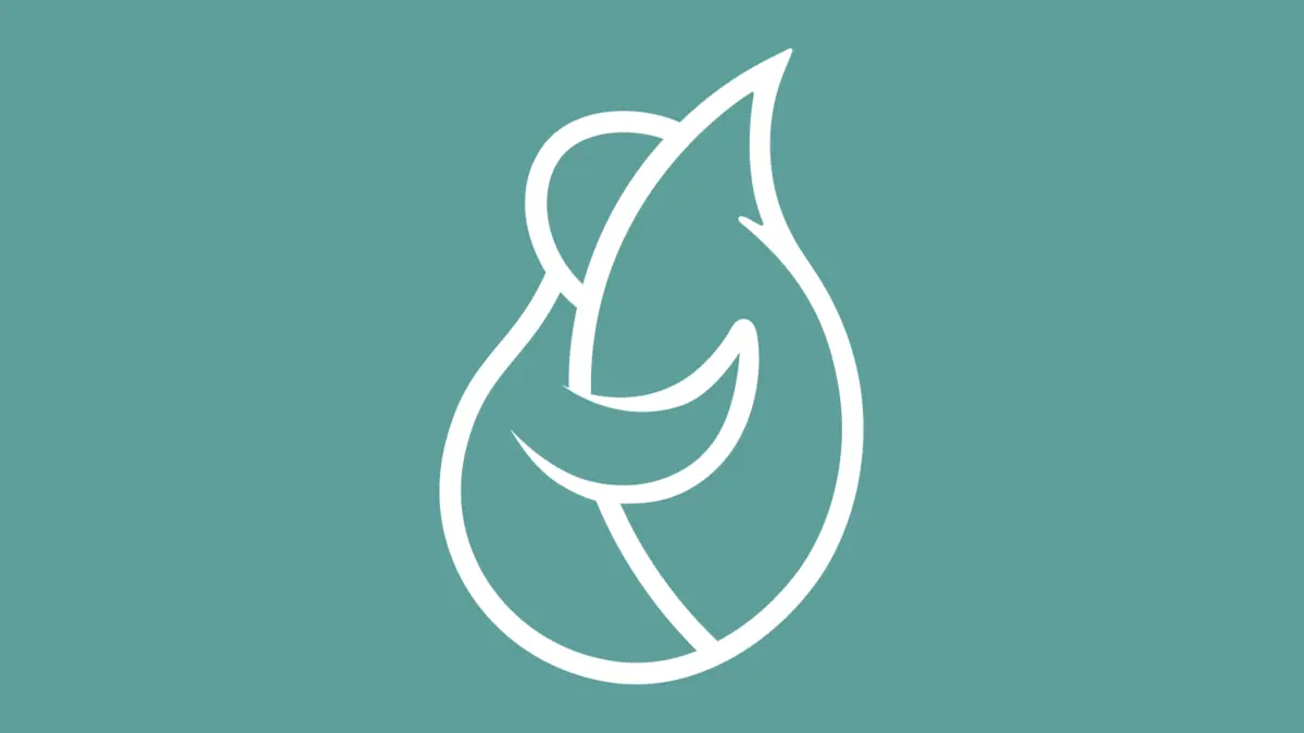 Stilisierte Illustration eines Menschen, der eine Schote oder Blatt umarmt als Logo der App "Crowdfarming"