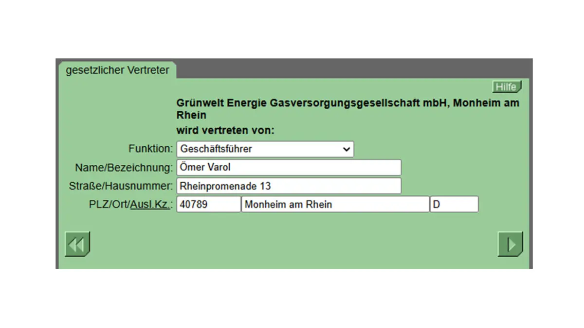 Screenshot einer Formularseite von online-mahnantrag.de