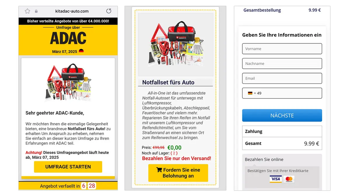 Screenshot der Betrugsmasche
