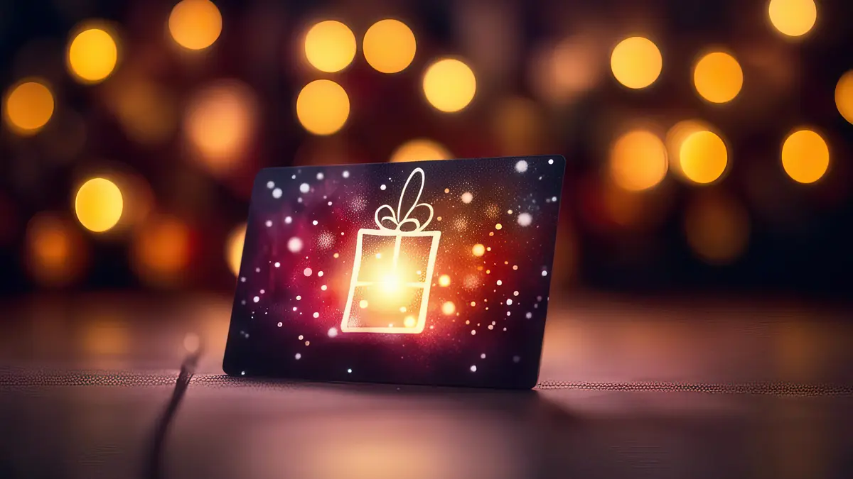 Ein weihnachtlicher Geschenk-Gutschein.
