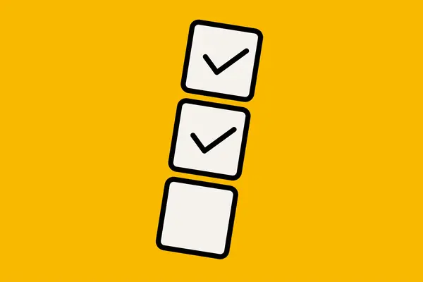 Weiße Checkboxen auf gelbem Grund