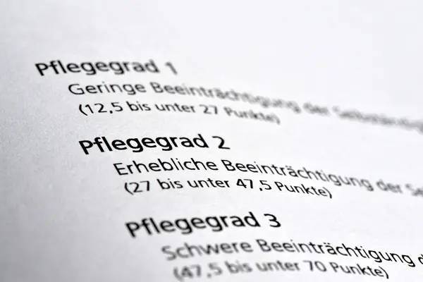 Auflistung der einzelnen Pflegegrade mit Erläuterungen