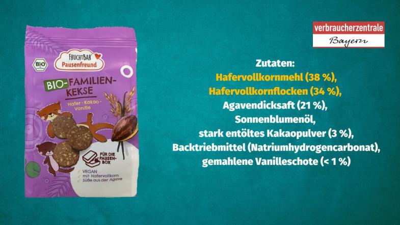 Produktfoto von Kinderkeksen mit der Zutatenliste