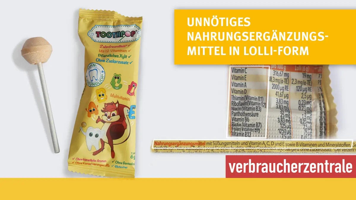 Nahrungsergänzungslolli mit Störer