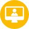 Das Icon zeigt eine Person auf einem Computerbildschirm