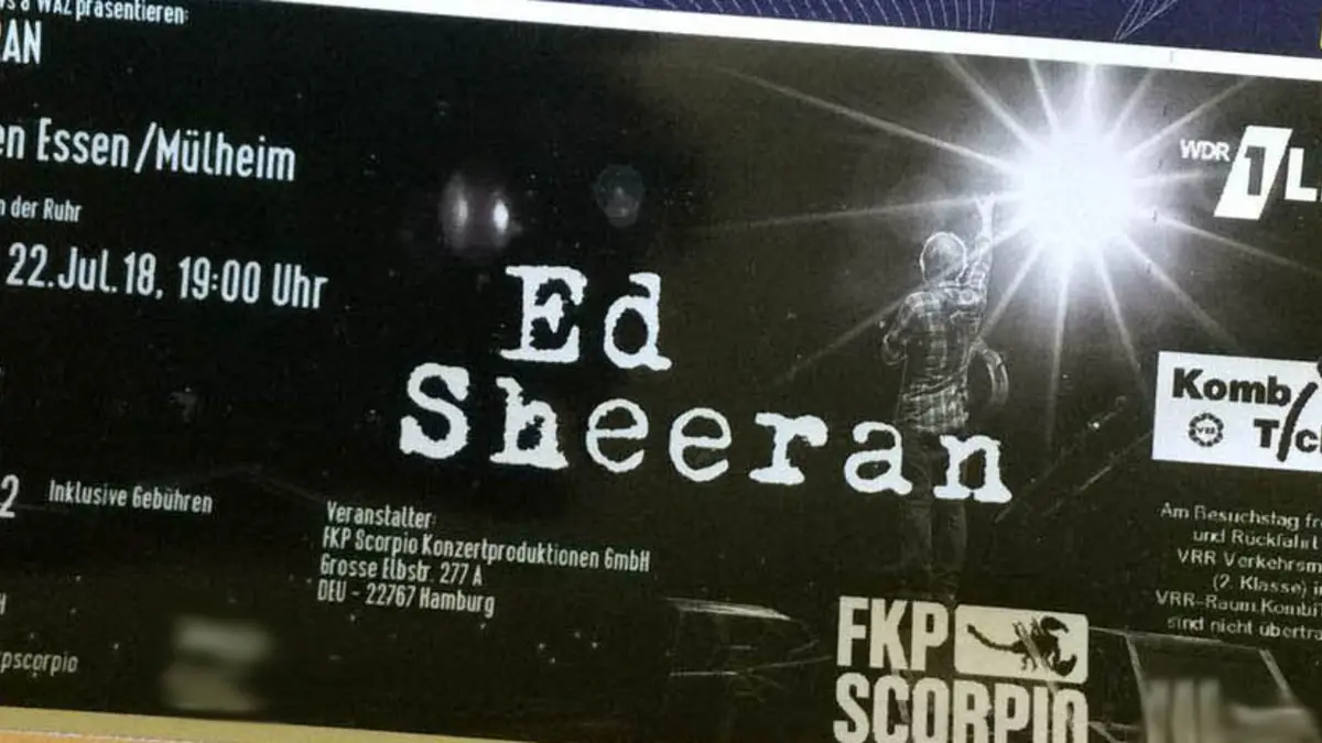 Ticket für Ed Sheeran in Essen bzw. Düsseldorf