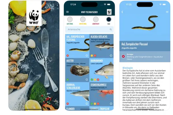 Screenshot der WWF Fischratgeber App aus dem Apple App Store