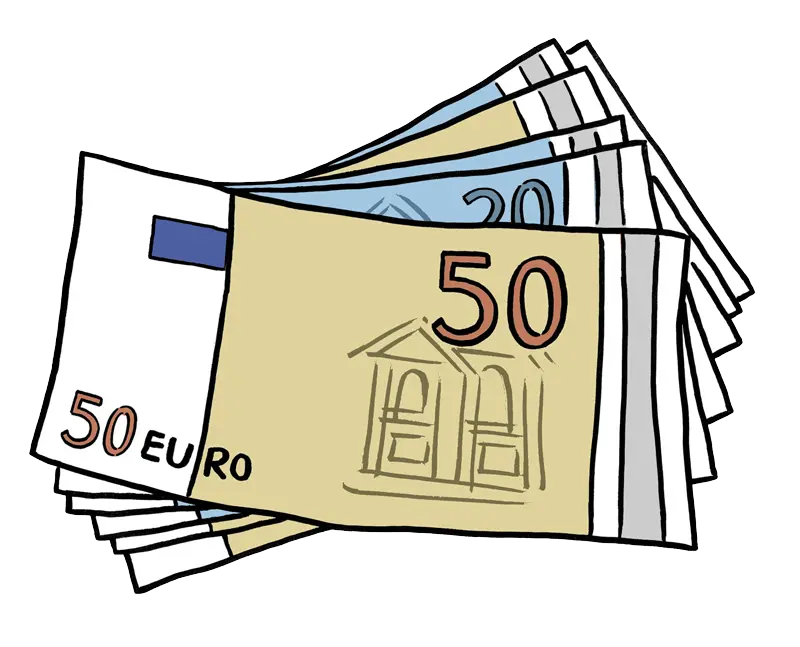 Mehrere 50- und 20-Euro-Scheine 