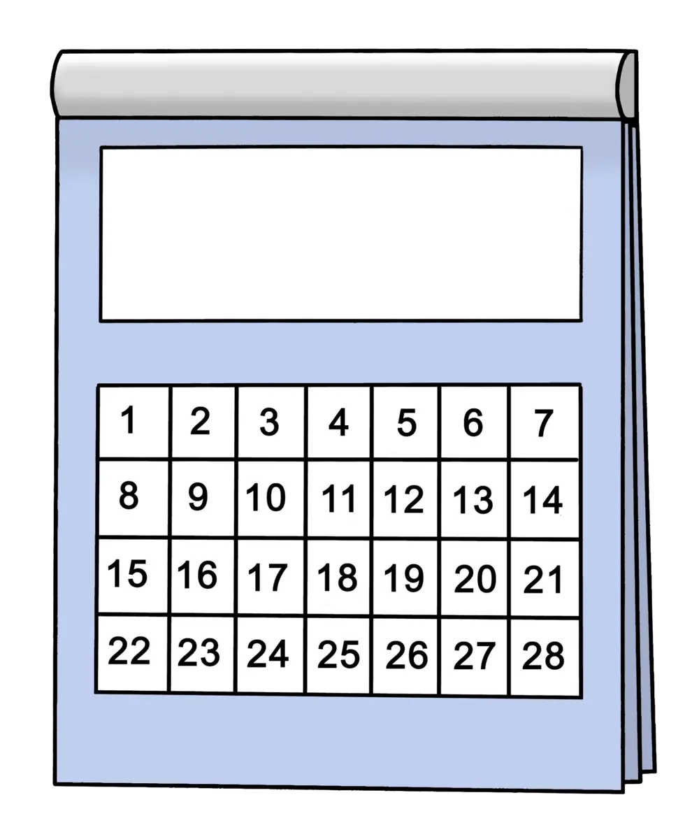für leichte Sprache: Kalender für einen Monat