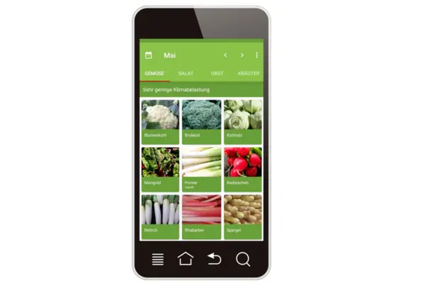 Die GrünZeit-App auf einem Smartphonebildschirm