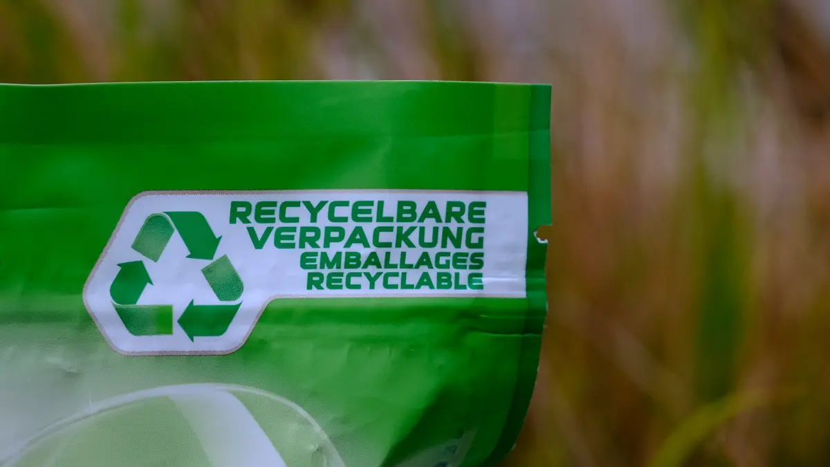 Packung mit Aufschrift zum rercycling