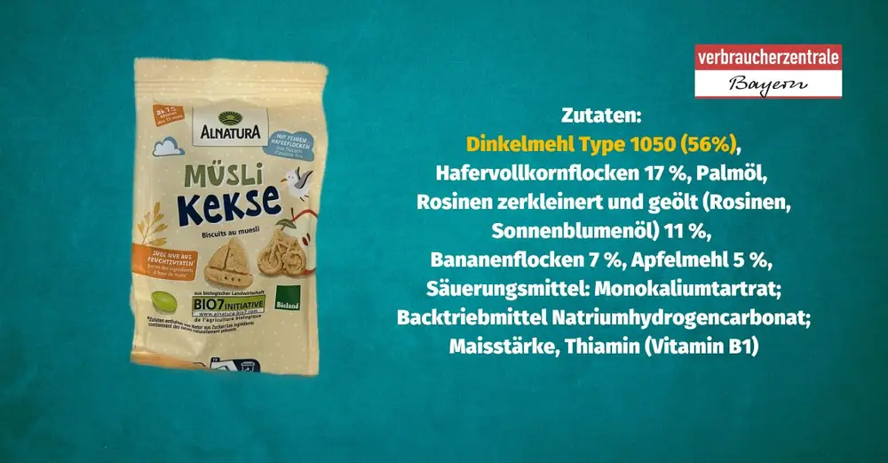 Produktfoto von Kinderkeksen mit der Zutatenliste