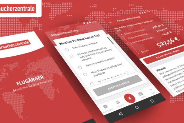 Screenshots der App Flugärger
