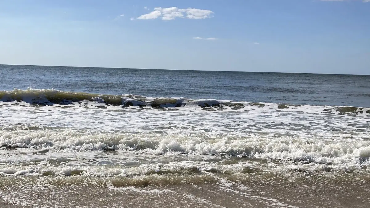 Ein brauner Strand im hellblauen Himmel