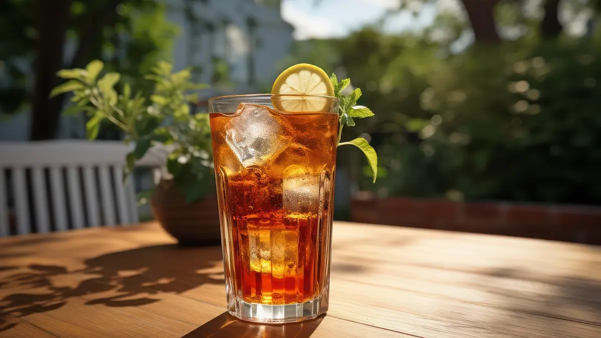 ein Glas Eistee mit Eiswürfel