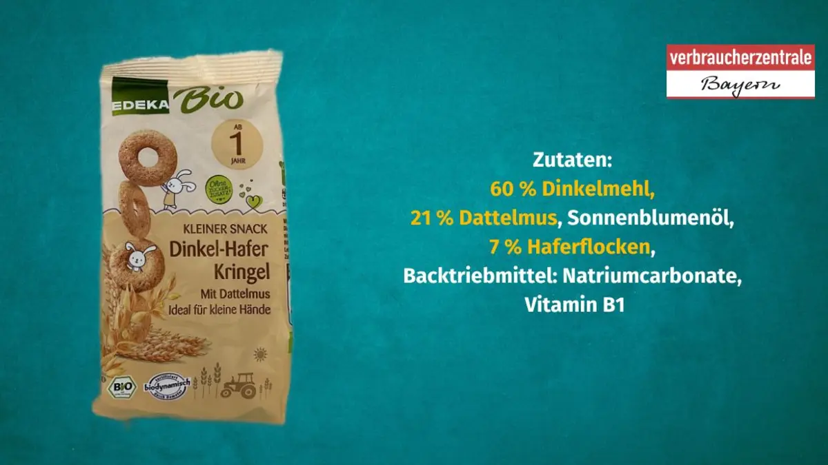 Produktfoto von Kinderkeksen mit der Zutatenliste