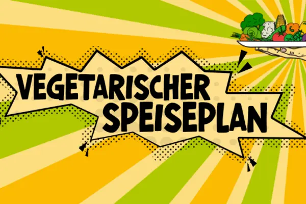 Comicsprechblase mit dem Text vegetarischer Speiseplan