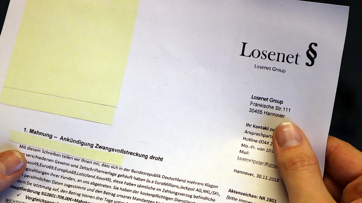 Briefkopf der falschen Mahnung von "Losenet"