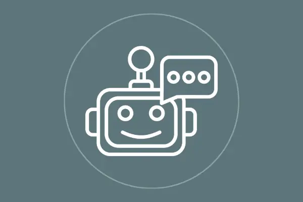 Grafik mit Roboter und einer Sprechblase