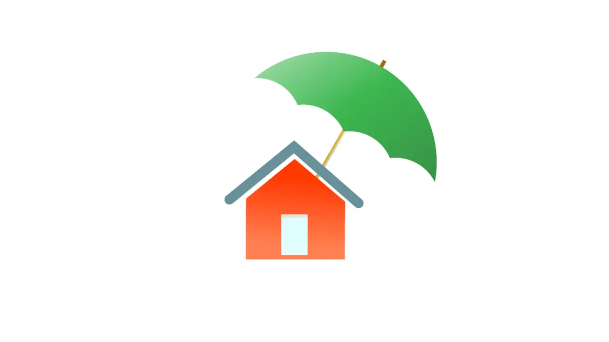 Grafik Haus mit Regenschirm