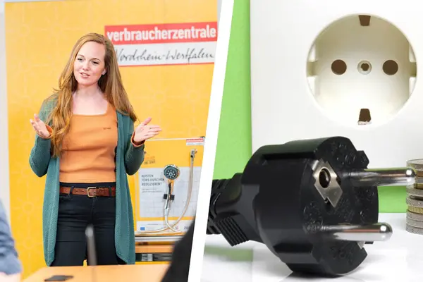 Vortragssituation & Steckdose, Stecker, Münzen