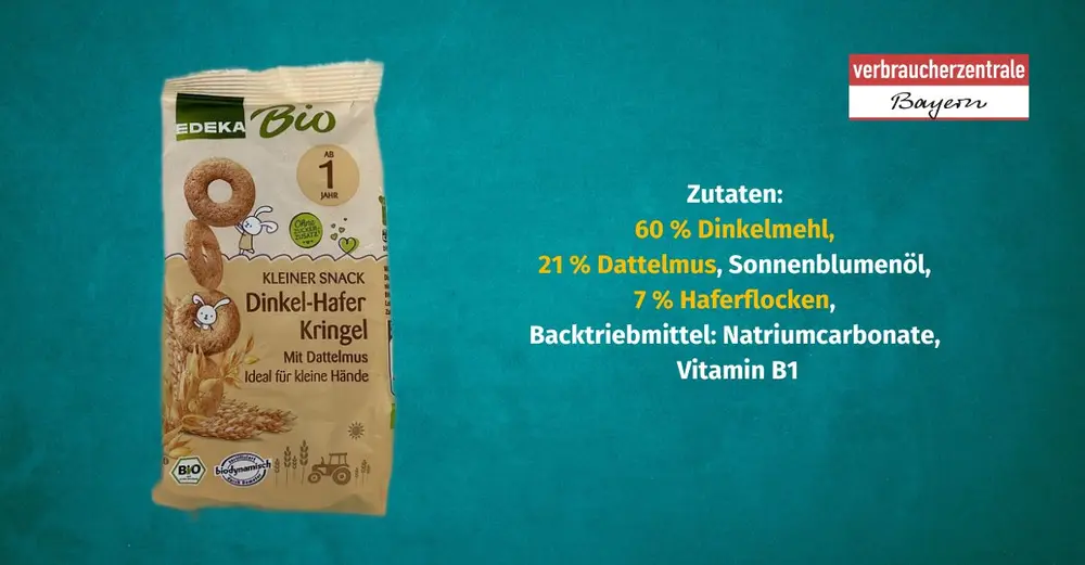 Produktfoto von Kinderkeksen mit der Zutatenliste