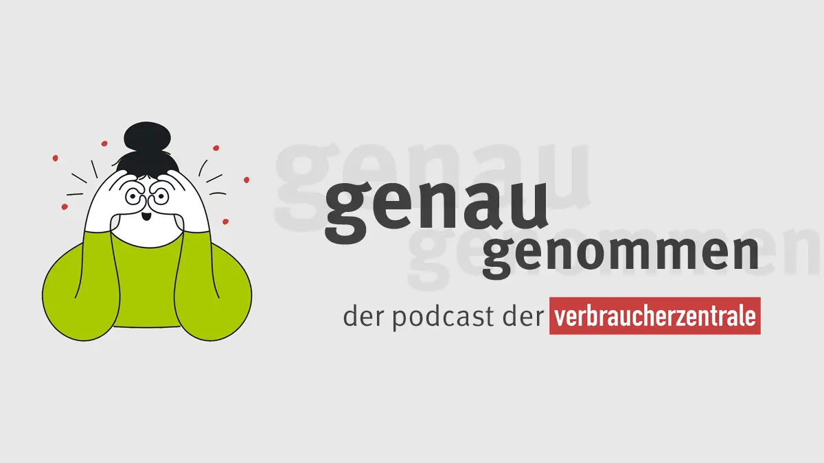 Logo des Podcasts "genau genommen" mit der Illustration einer Frau