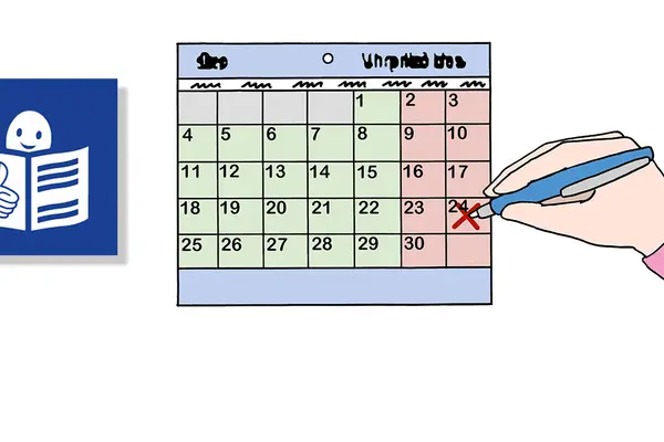 Mensch kreuzt einen Tag im Kalender an