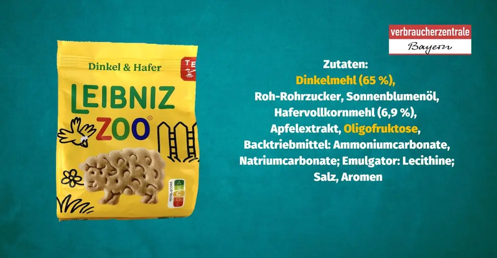 Produktfoto von Kinderkeksen mit der Zutatenliste