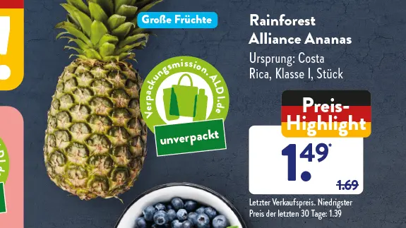 Aldi Prospekt mit Preisreduzierung