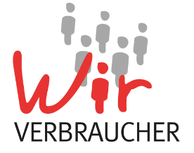 Stilisierte Menschen und Text: "Wir Verbraucher"