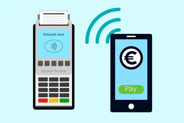 Grafik mit Handy und bargeldloser Zahlung