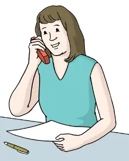 Zeichnung einer Frau am Telefon.