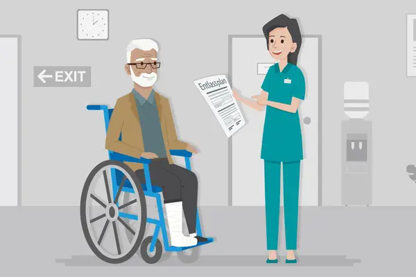 Symbolische Darstellung des Krankenhausentlassmanagements 