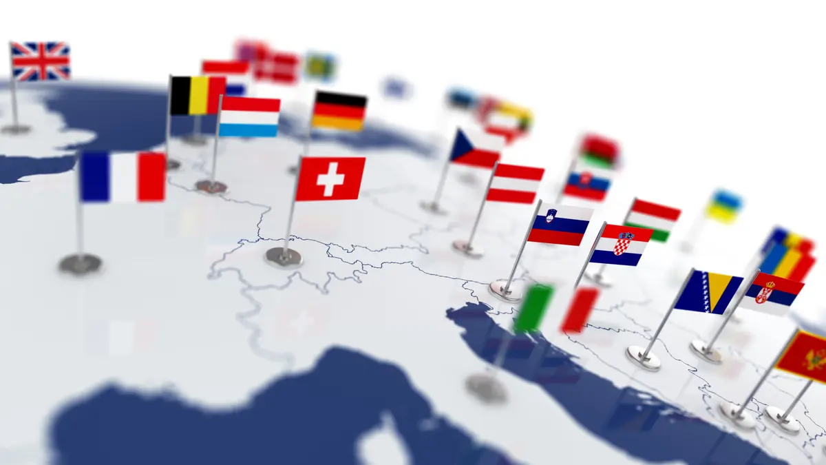 Europa mit den Flaggen
