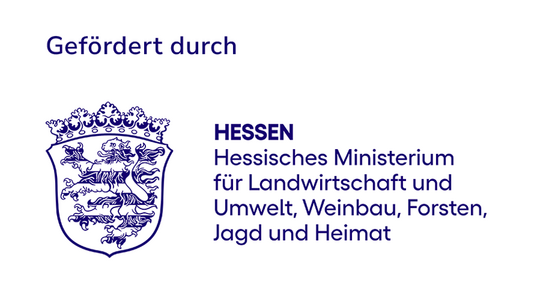 Förderlogo des Hessischen Ministeriums für Landwirtschaft und Umwelt, Weinbau, Forsten, Jagd und Heimat