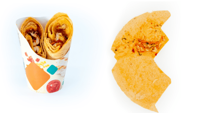 Ein Wrap zusammengerollt und aufgeklappt