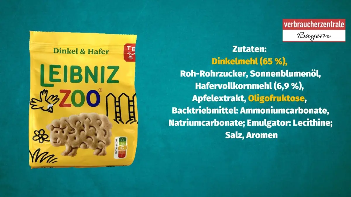 Produktfoto von Kinderkeksen mit der Zutatenliste